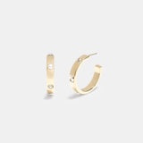 Pegged Signature And Stone Small Hoop Earrings