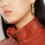 Pegged Signature And Stone Large Hoop Earrings - COACH Saudi Arabia Official Site