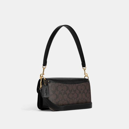 Morgan Shoulder Bag In Colorblock Signature Canvas With Rivets-CE563-Im/Brown Black Multi