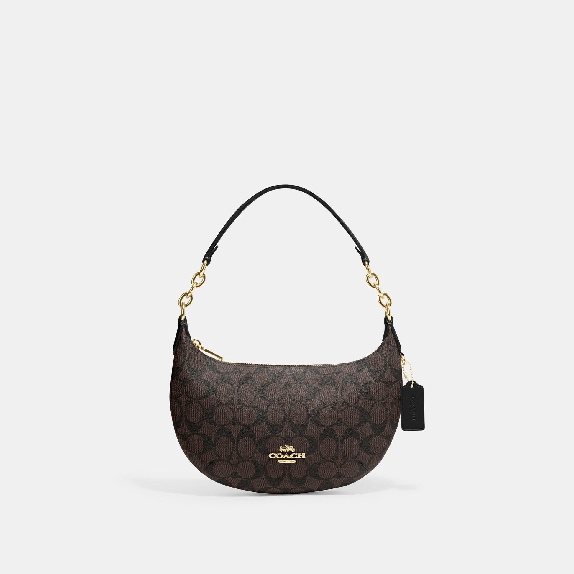 CE620-Payton Hobo In Signature Canvas-IM/Brown Black