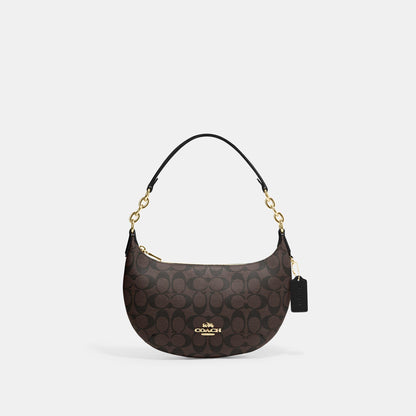 CE620-Payton Hobo In Signature Canvas-IM/Brown Black
