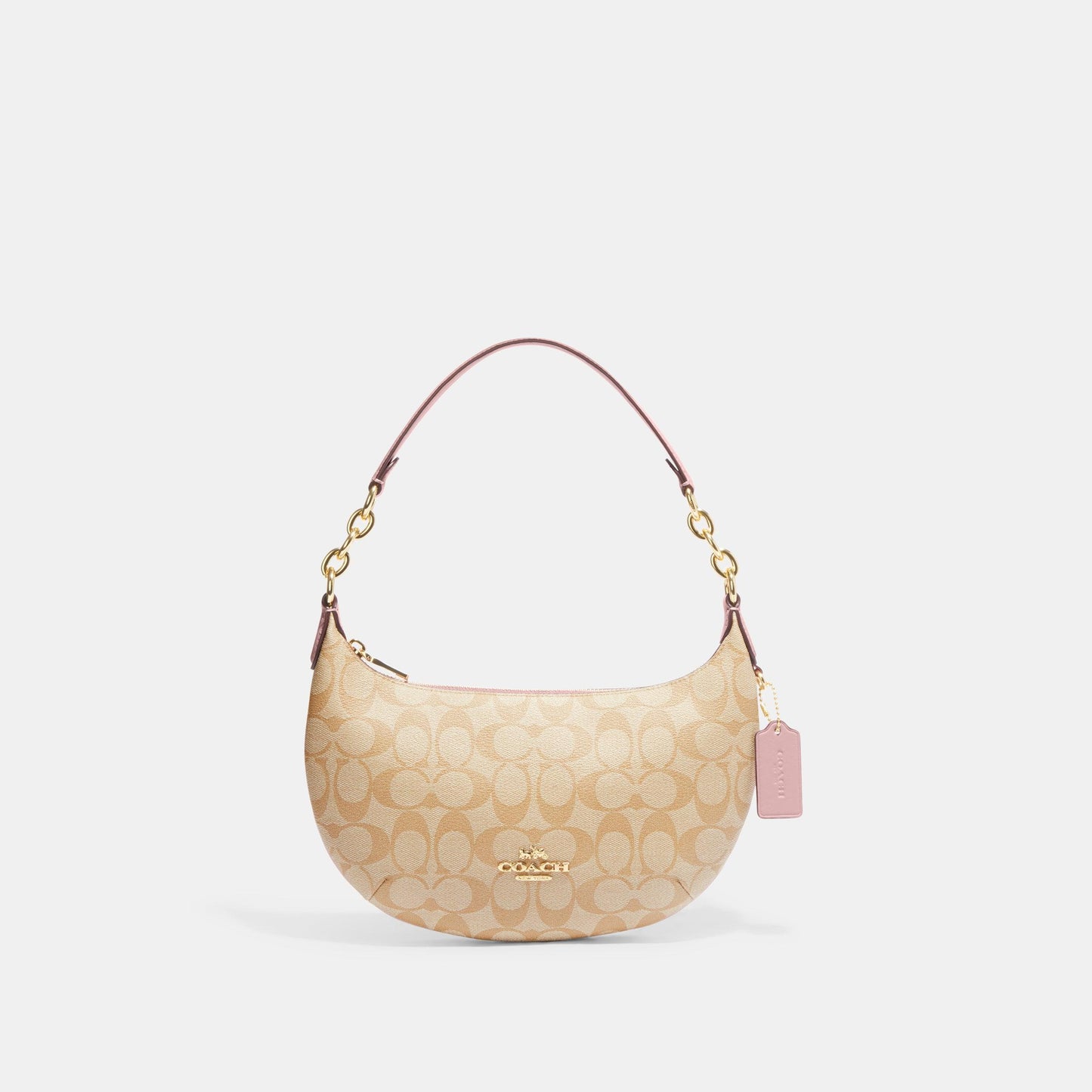 CE620-Payton Hobo In Signature Canvas-IM/Lt Khaki/Powder Pink
