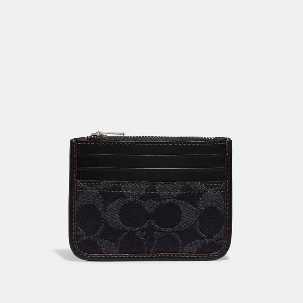 Zip Card Case In Signature Denim