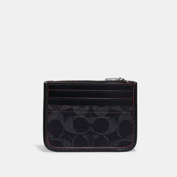 Zip Card Case In Signature Denim