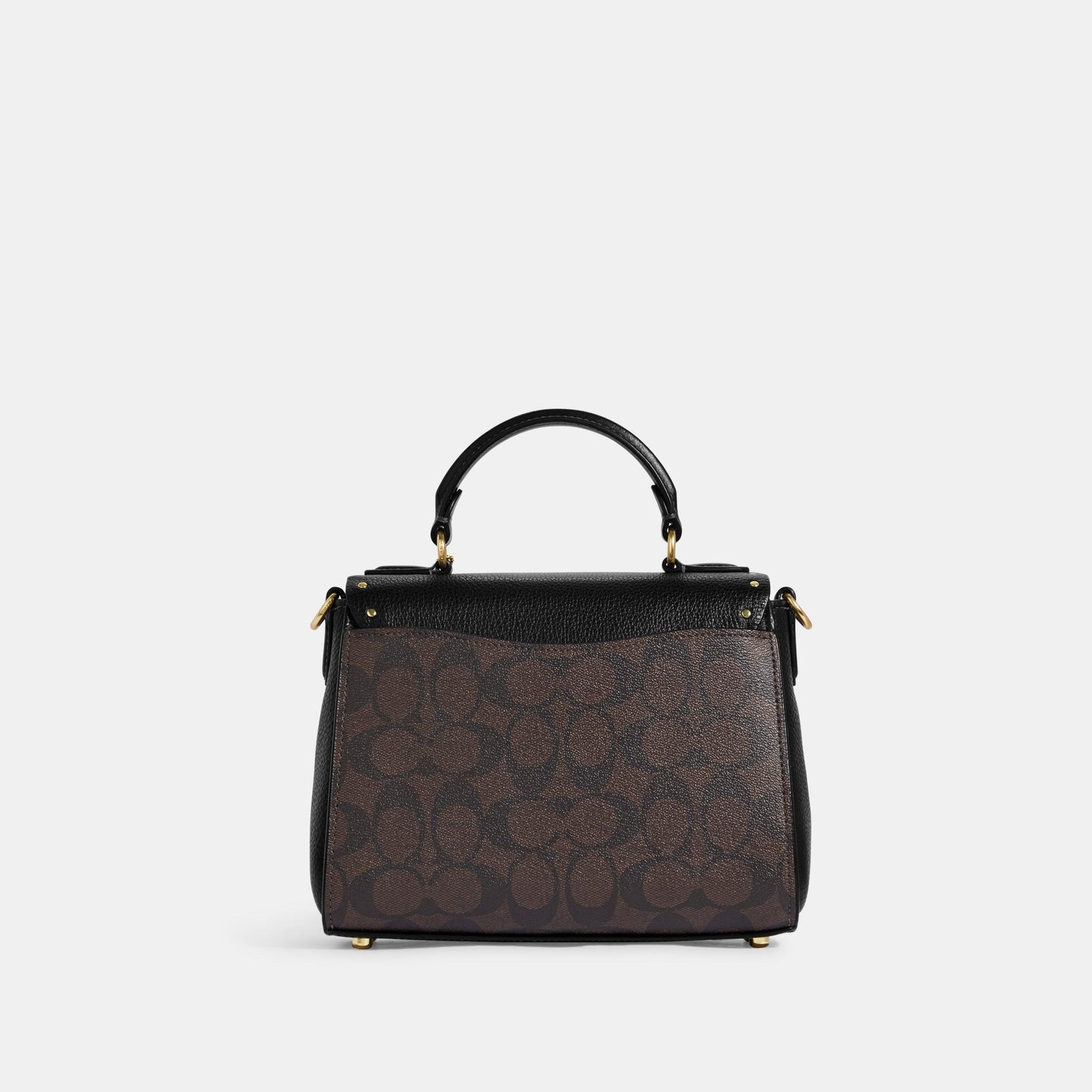 CF322-Top Handle Satchel In Colorblock Signature Canvas With Rivets-Im/Brown Black Multi