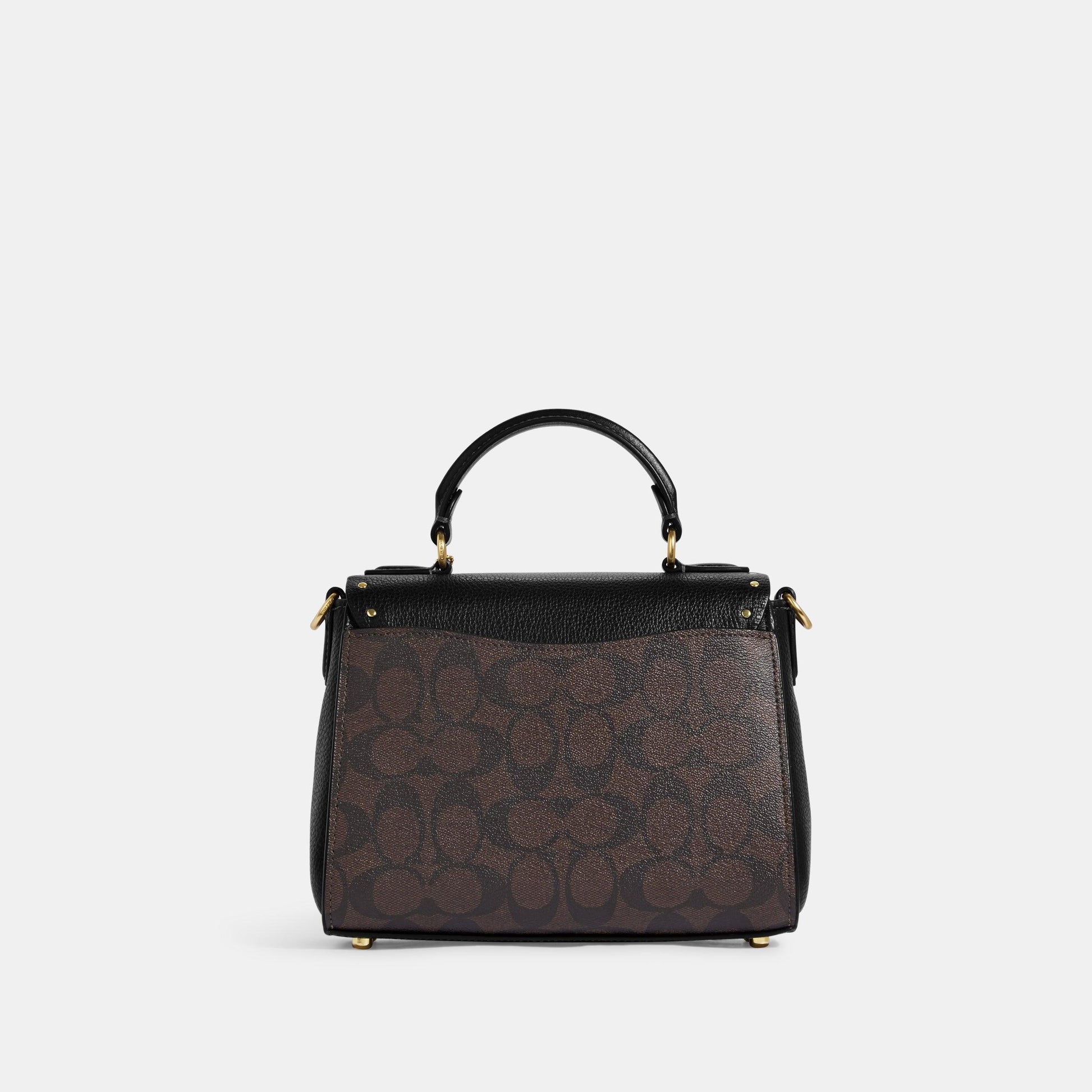 CF322-Top Handle Satchel In Colorblock Signature Canvas With Rivets-Im/Brown Black Multi