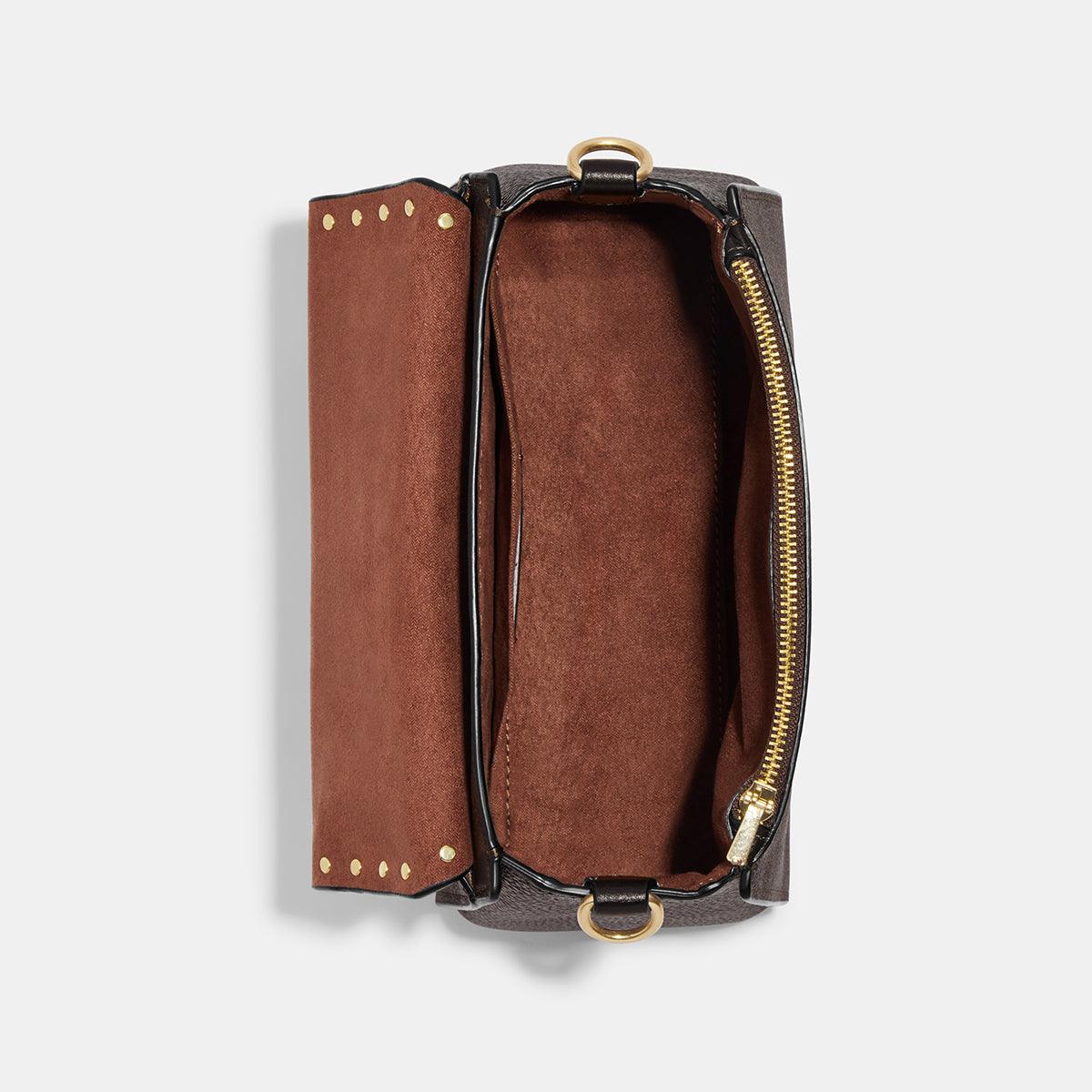 CF322-Top Handle Satchel In Colorblock Signature Canvas With Rivets-Im/Brown Black Multi
