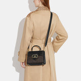 CF322-Top Handle Satchel In Colorblock Signature Canvas With Rivets-Im/Brown Black Multi