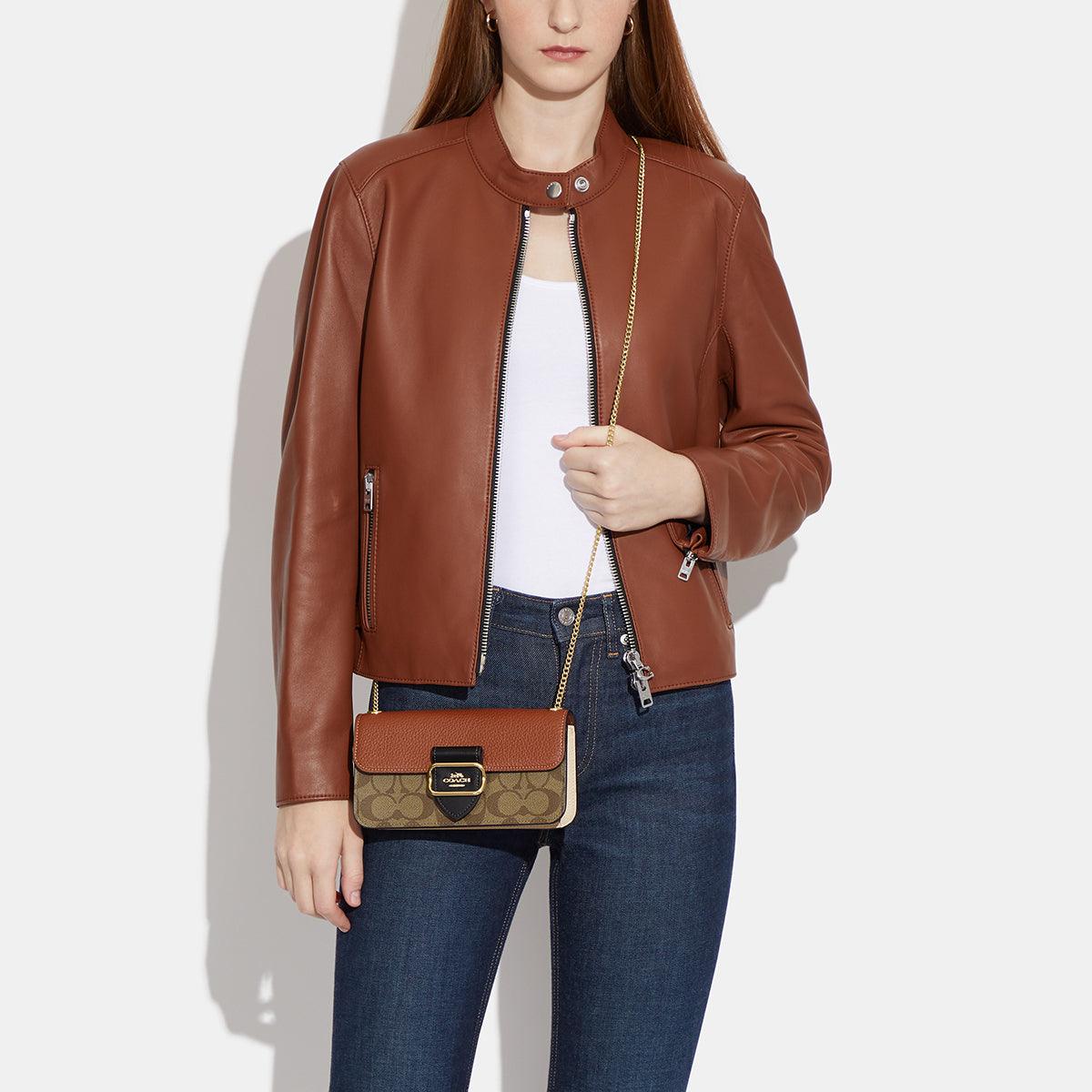 CF475-Morgan Crossbody In Colorblock Signature Canvas-Im/Khaki Multi
