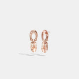 CG136-Faceted Crystal Signature Double Drop Earrings-Pink.