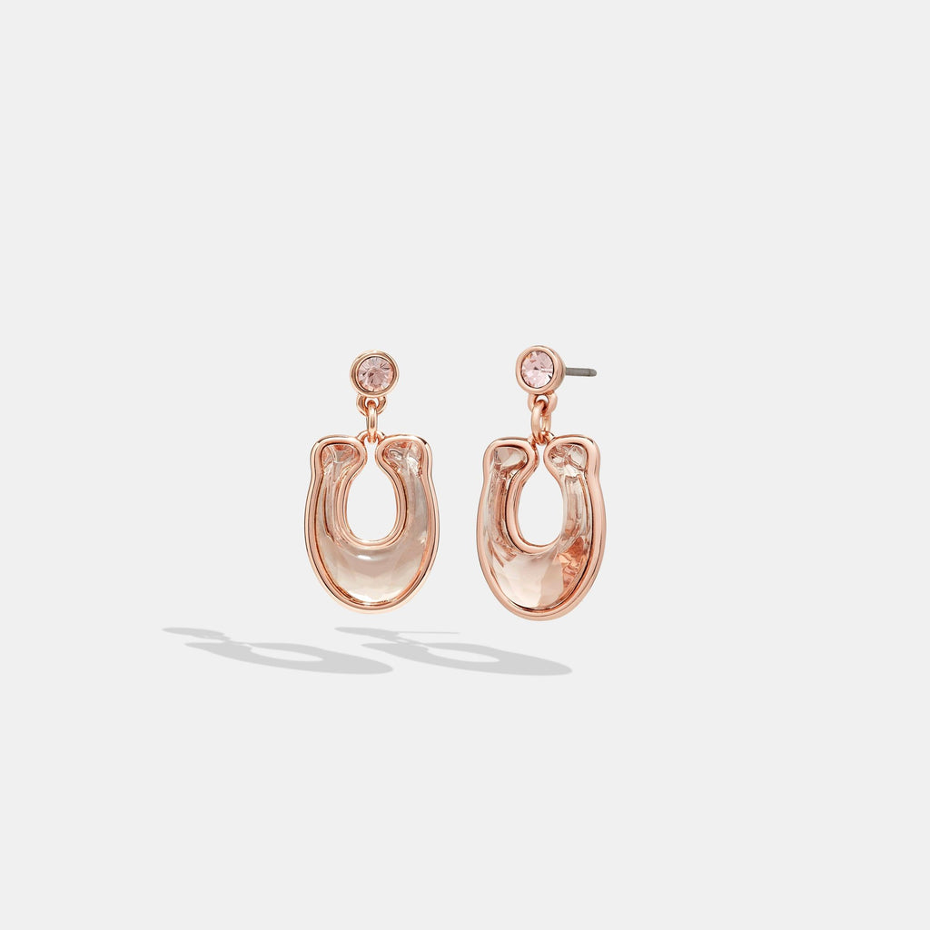 CG137-Faceted Crystal Signature Drop Earrings-Pink.