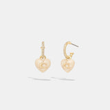 CG170-Signature Heart Pavé Huggie Earrings-Gold/Blush