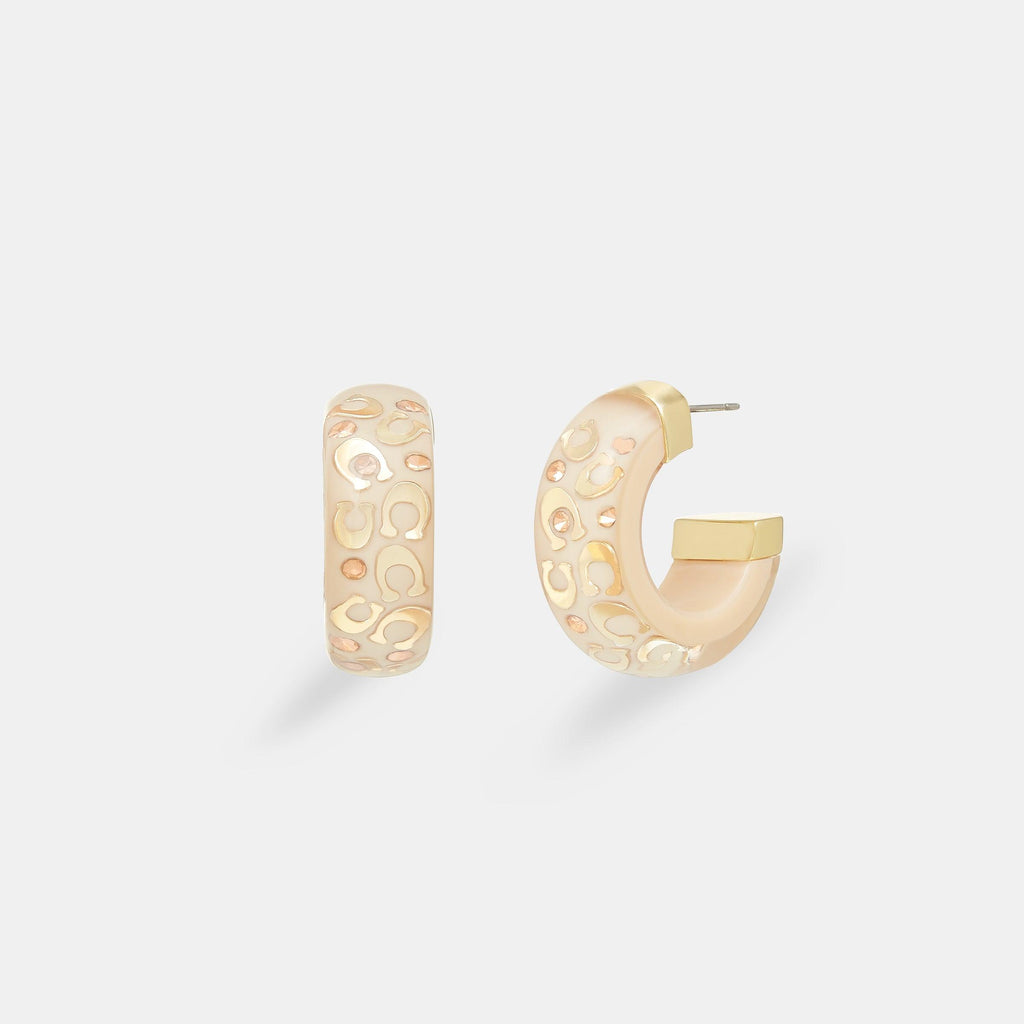 CG174-Signature Chunky Hoop Earrings-Gold/Blush