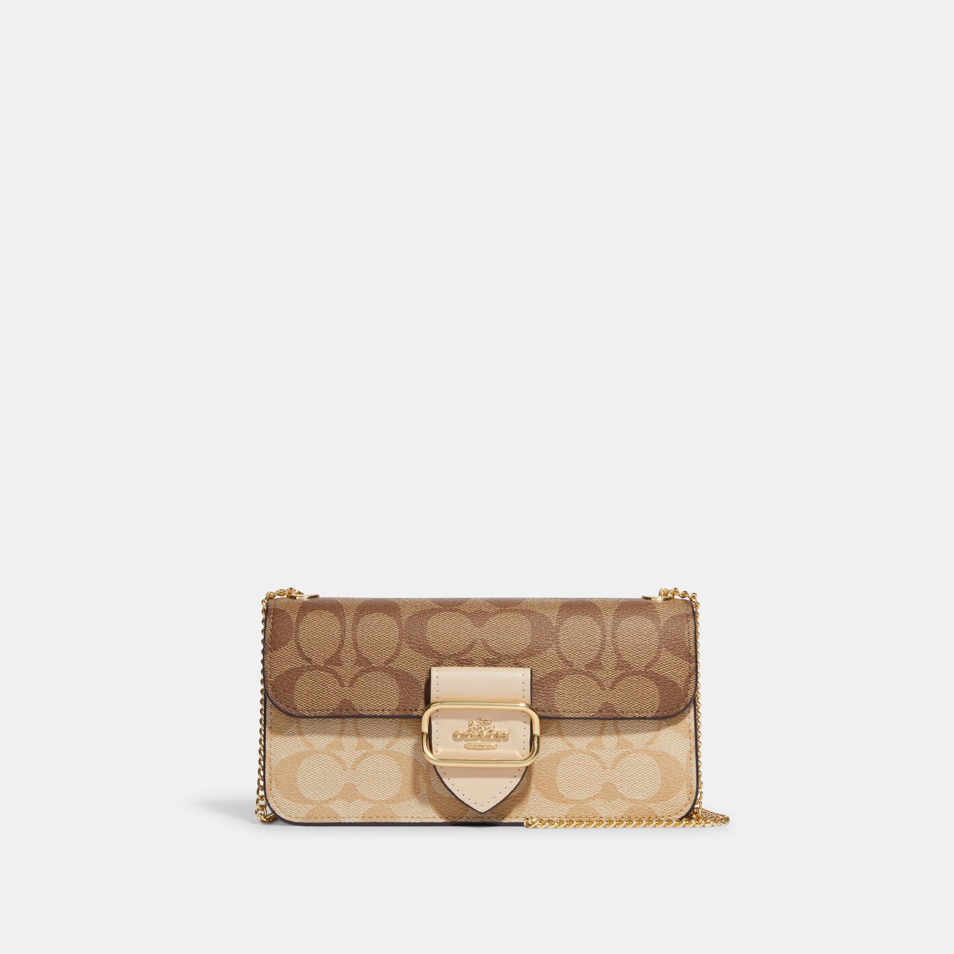 CH167-Morgan Crossbody In Blocked Signature Canvas-IM/Light Khaki Multi
