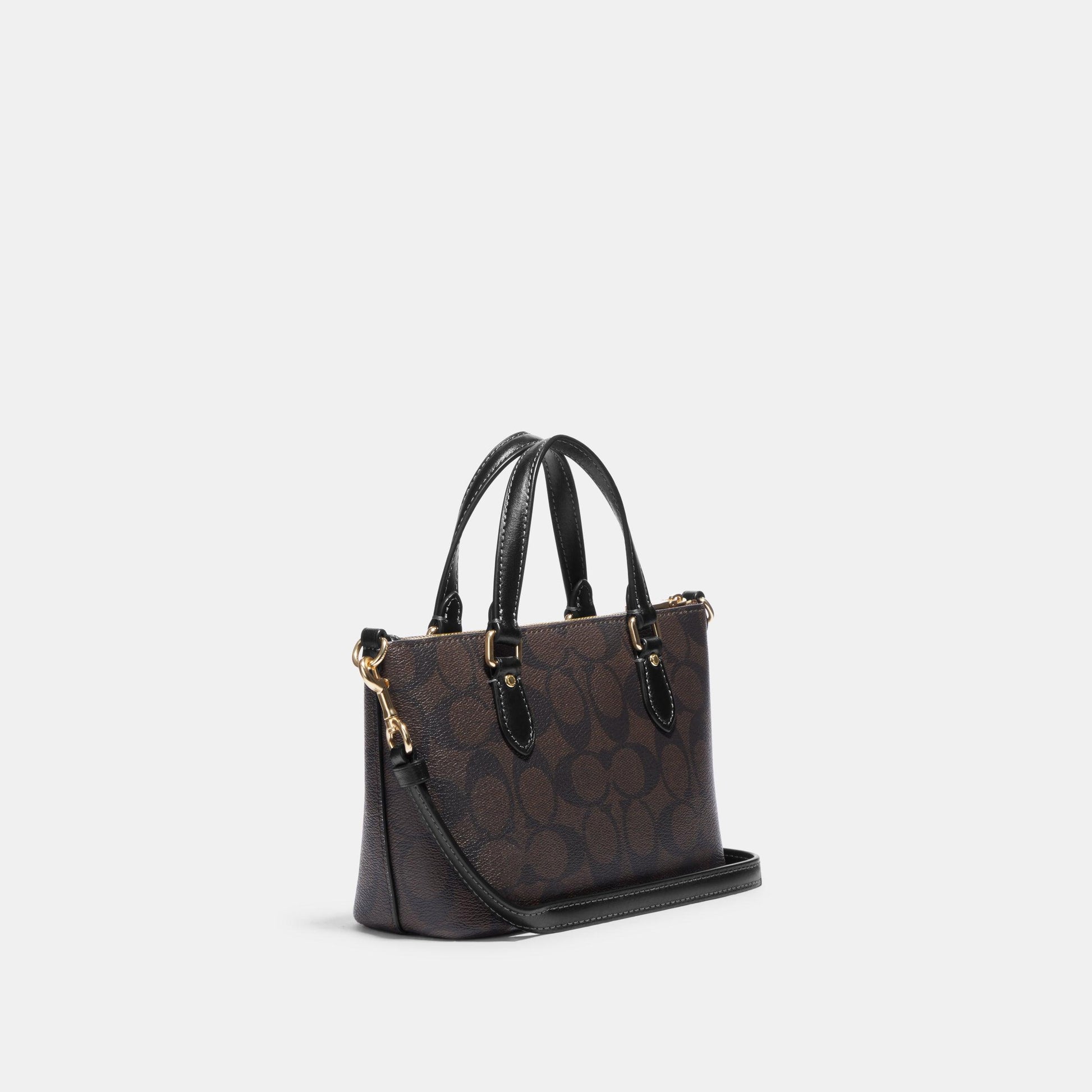 CH468-Mini Gallery Crossbody In Signature Canvas-IM/Brown Black