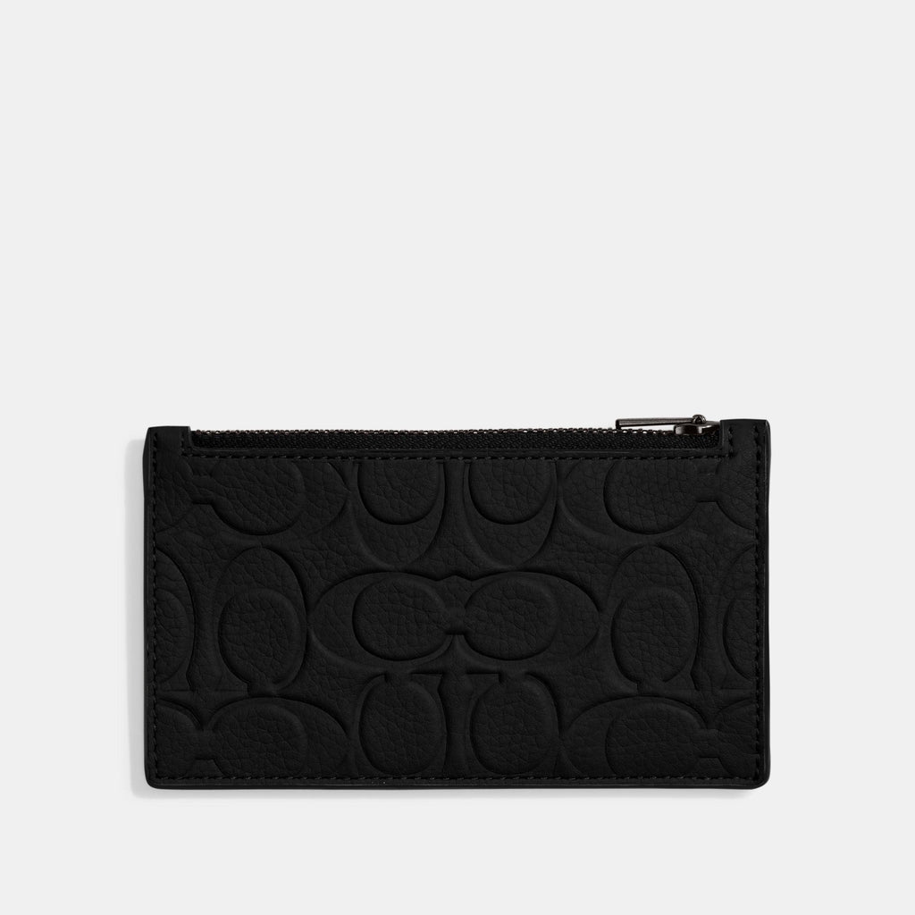 CH744-Zip Card Case In Signature Leather-Black