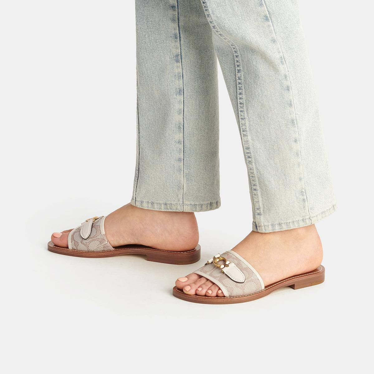 CI202-Ina Sandal In Signature Jacquard-Stone/Chalk