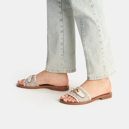 CI202-Ina Sandal In Signature Jacquard-Stone/Chalk