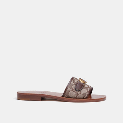 CI202-Ina Sandal In Signature Jacquard-Maple/Oak