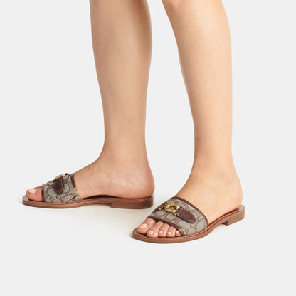 CI202-Ina Sandal In Signature Jacquard-Maple/Oak