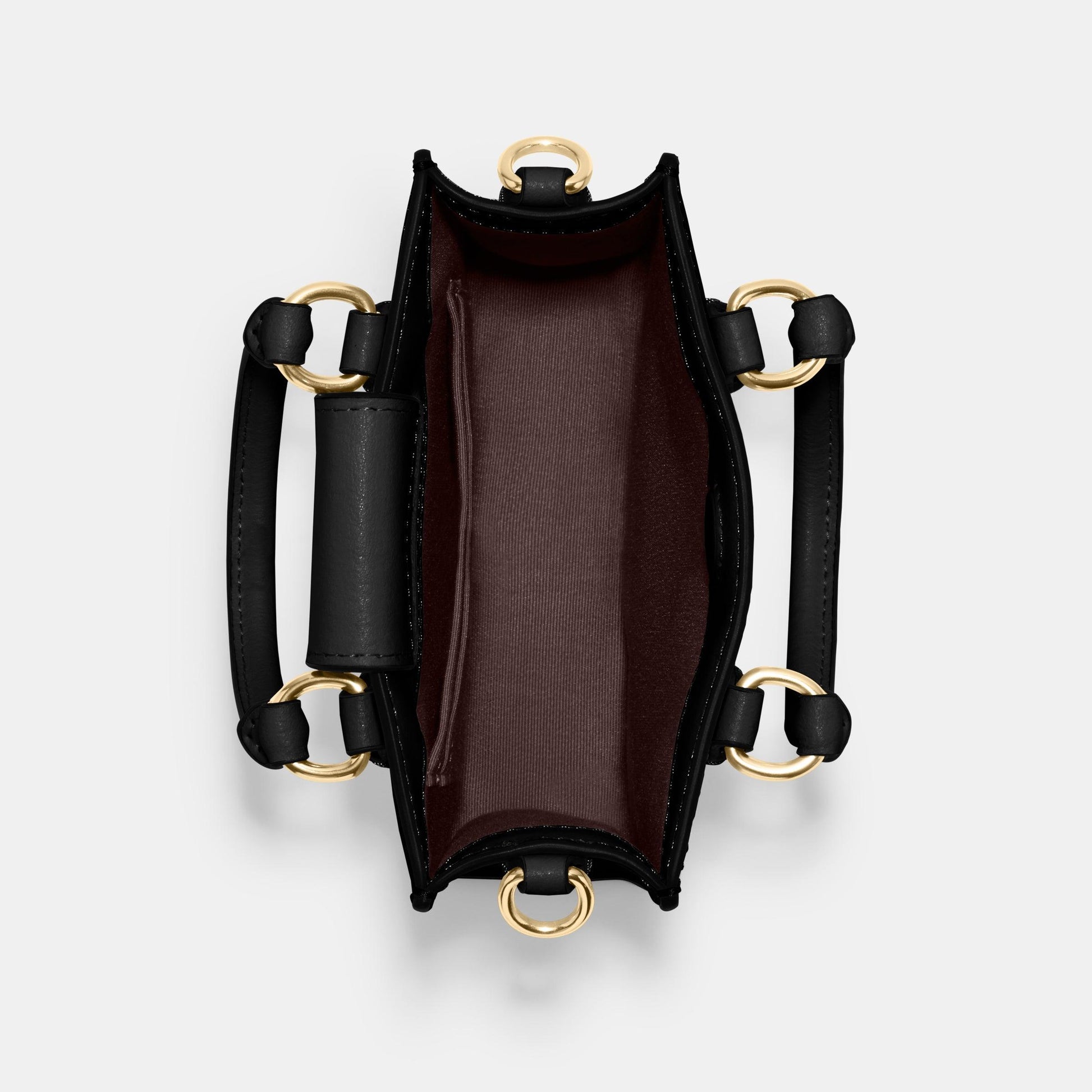 CJ494-North South Mini Tote In Signature Canvas-Im/Brown Black