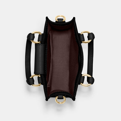 CJ494-North South Mini Tote In Signature Canvas-Im/Brown Black