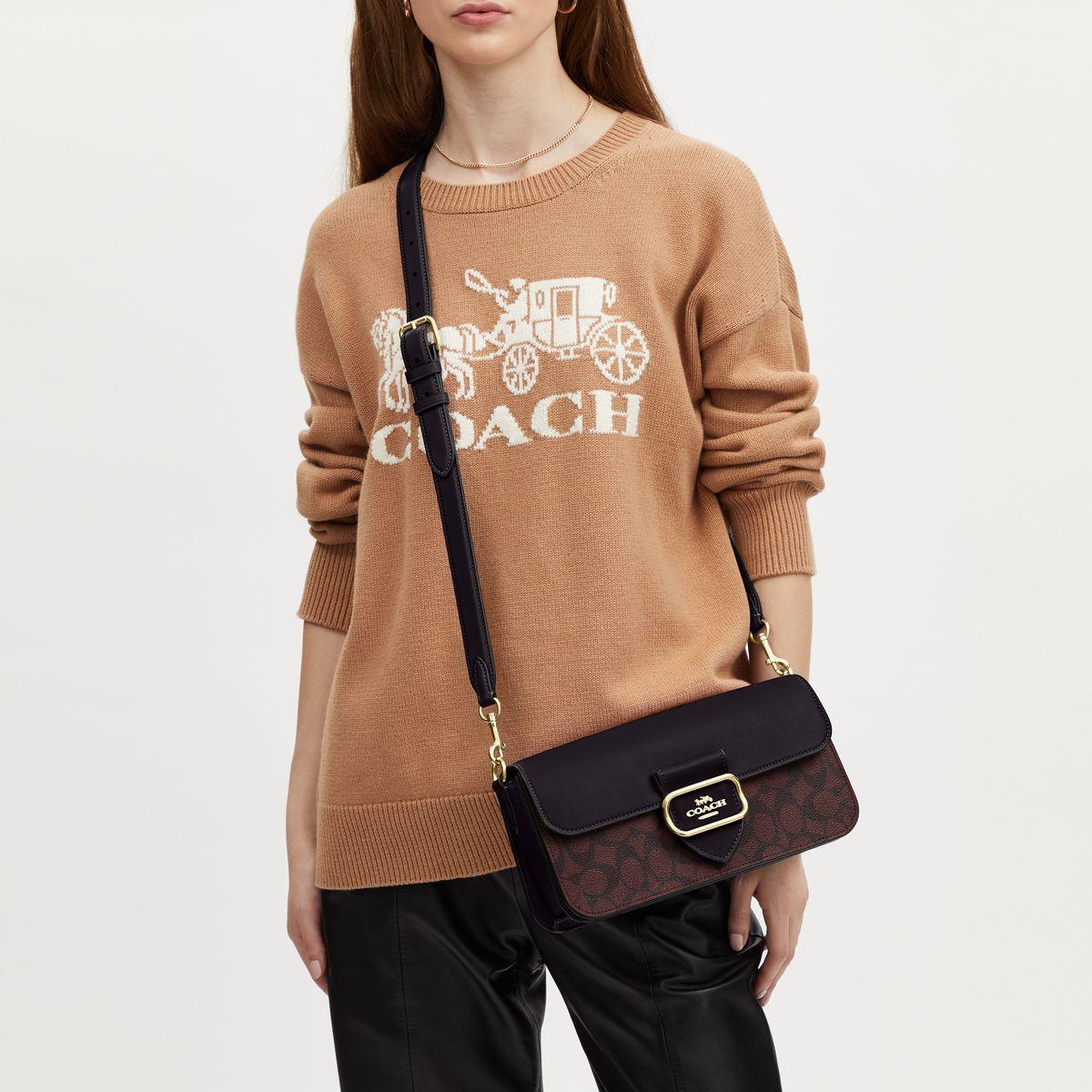 CJ617-Morgan Shoulder Bag In Signature Canvas-IM/OXBLOOD MULTI