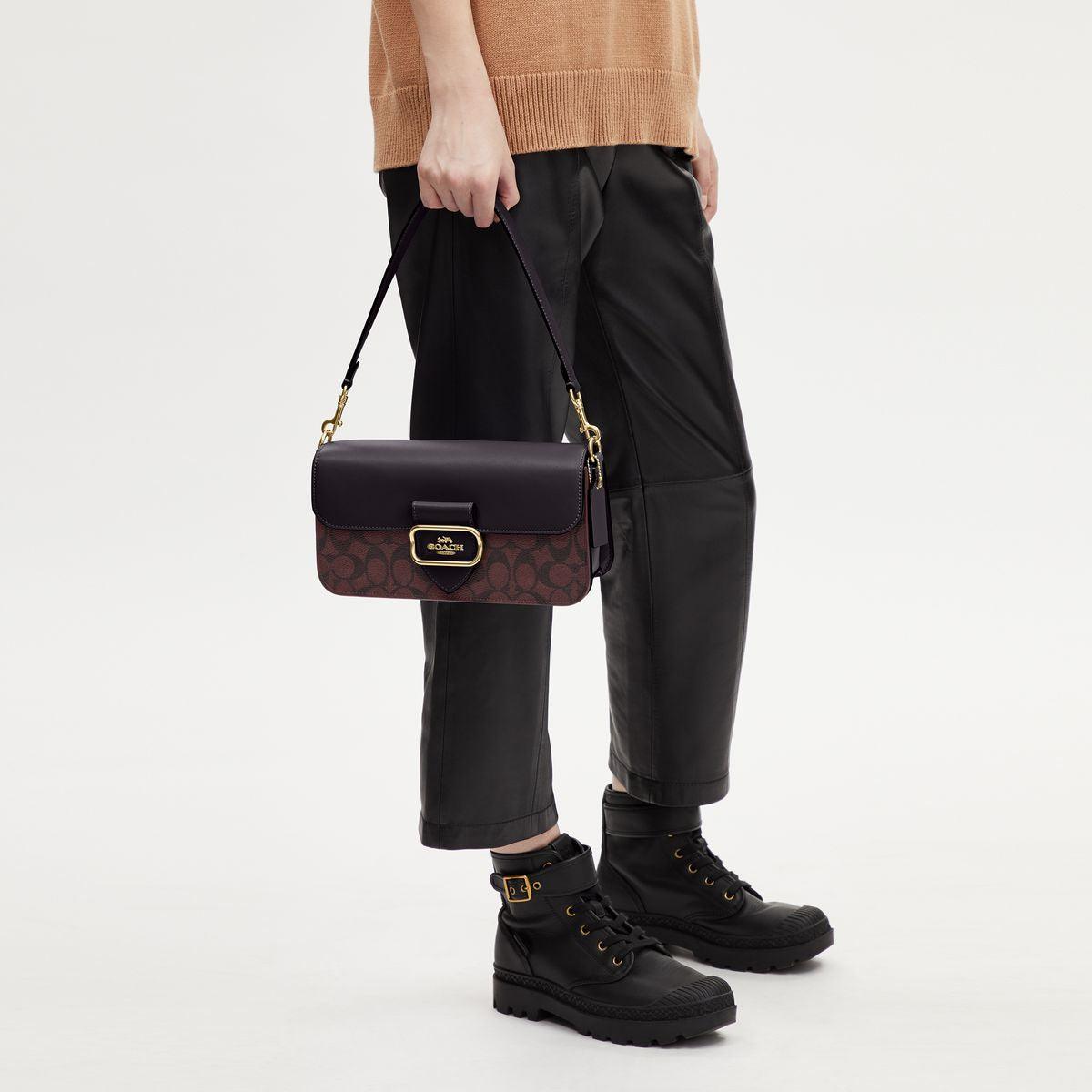 CJ617-Morgan Shoulder Bag In Signature Canvas-IM/OXBLOOD MULTI