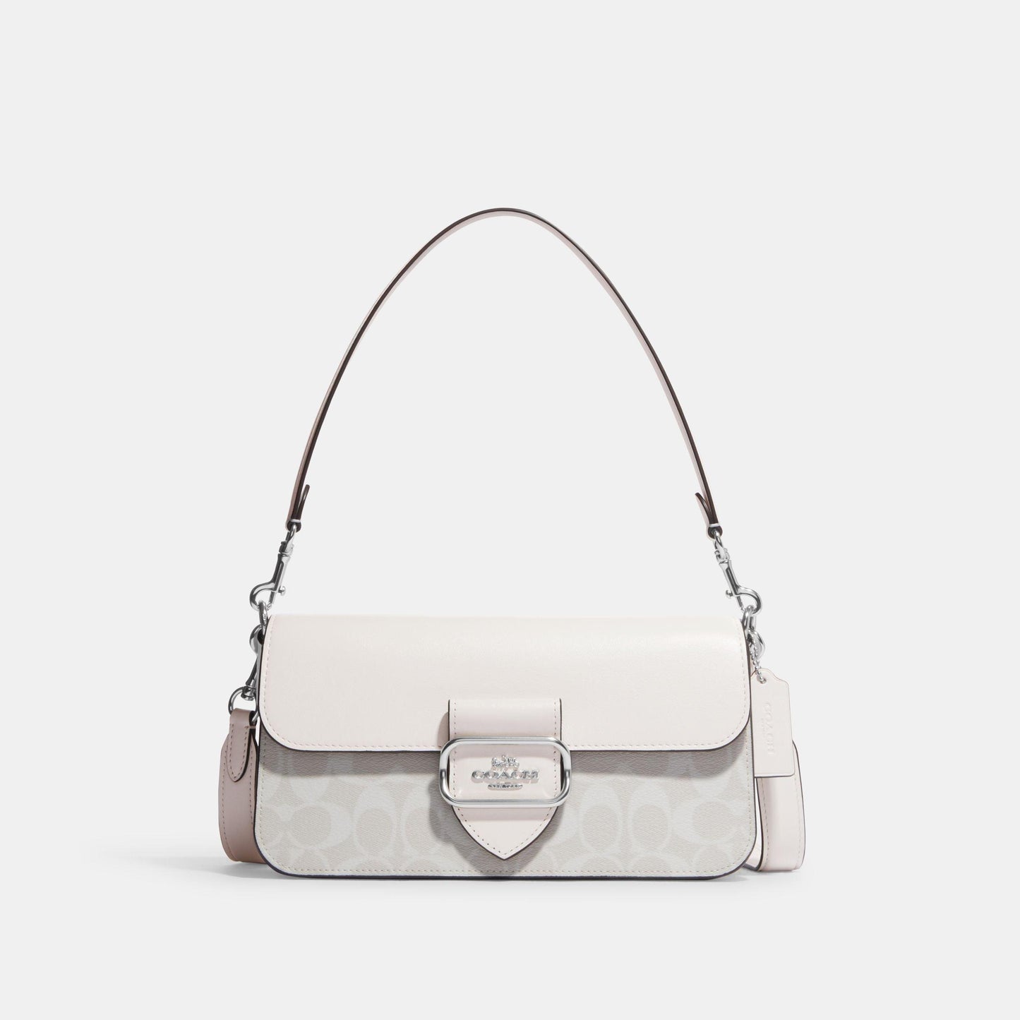 CJ617-Morgan Shoulder Bag In Signature Canvas-SV/Chalk/Glacier White
