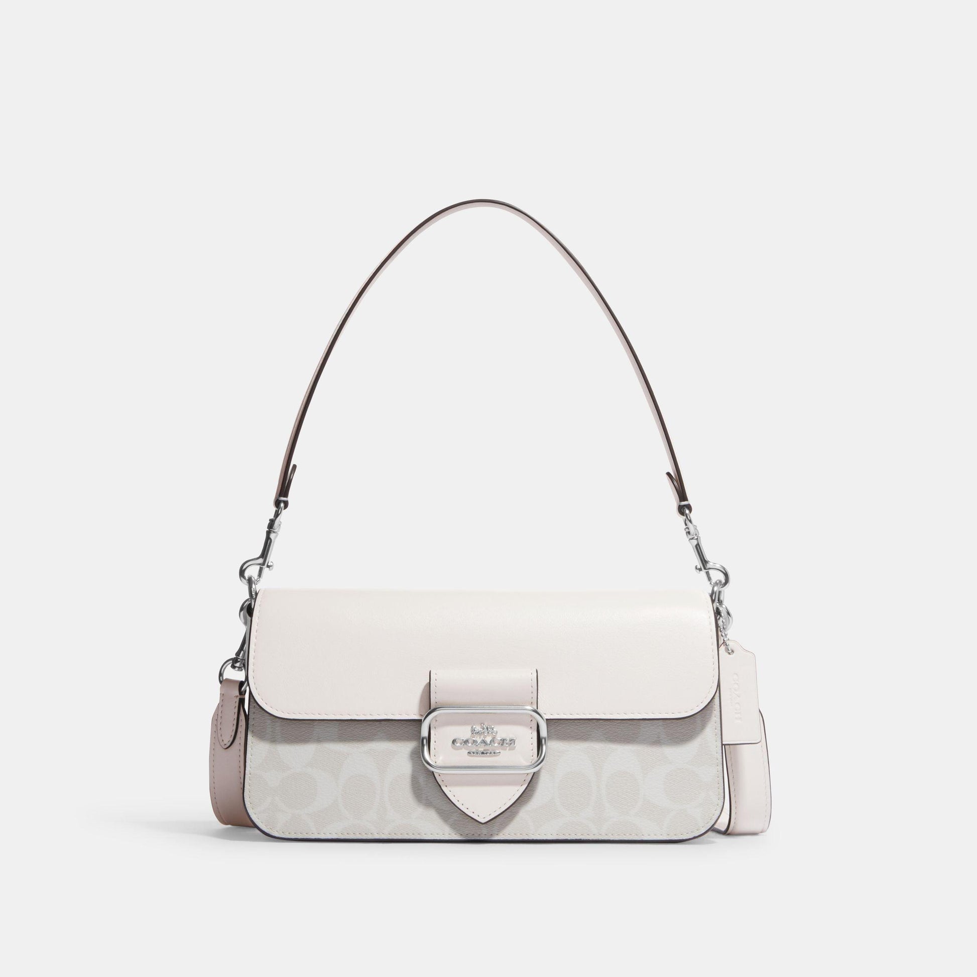 CJ617-Morgan Shoulder Bag In Signature Canvas-SV/Chalk/Glacier White