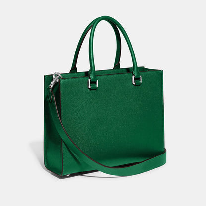 CJ845-Tote With Signature Canvas Interior-Green