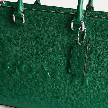 CJ845-Tote With Signature Canvas Interior-Green