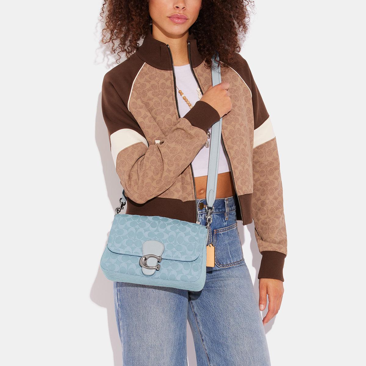 Soft Tabby Shoulder Bag In Signature Denim-CJ854-Lh/Pale Blue