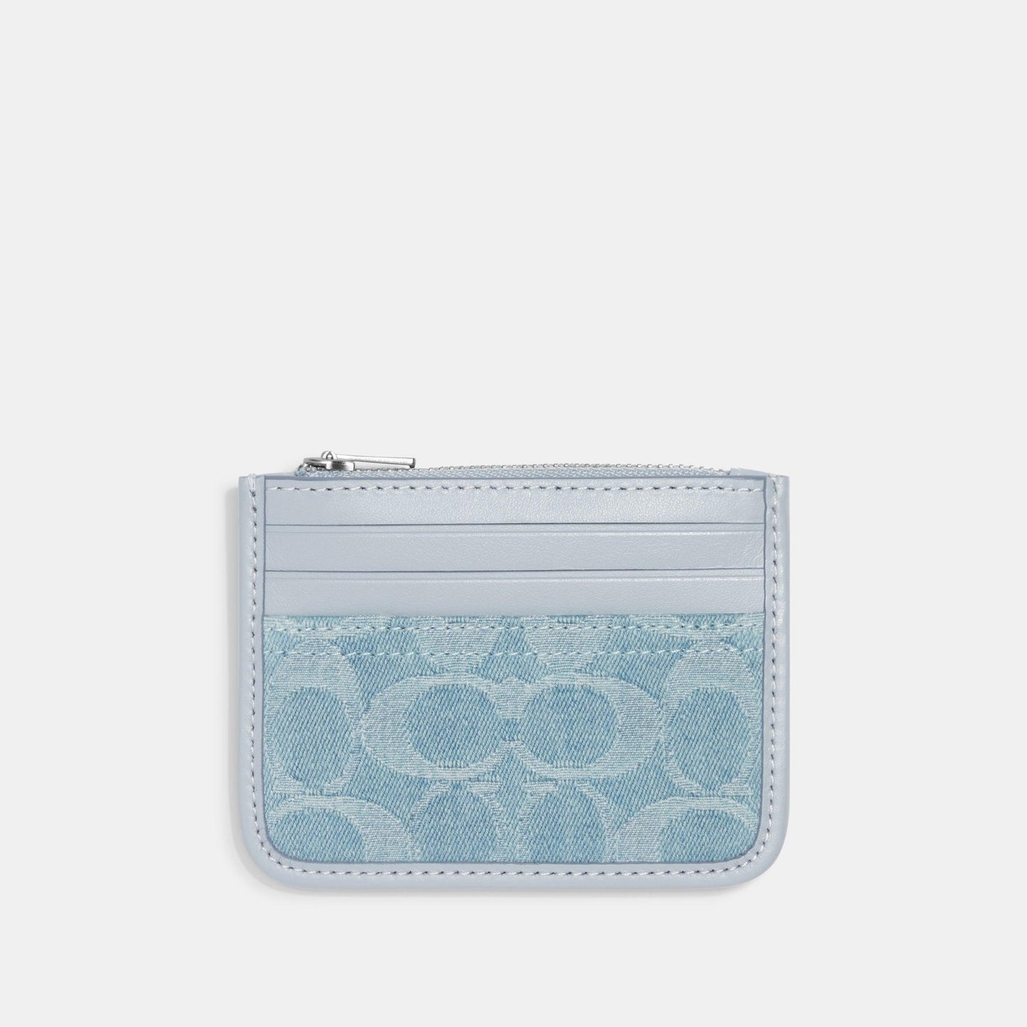 Zip Card Case In Signature Denim-CK503-Lh/Pale Blue