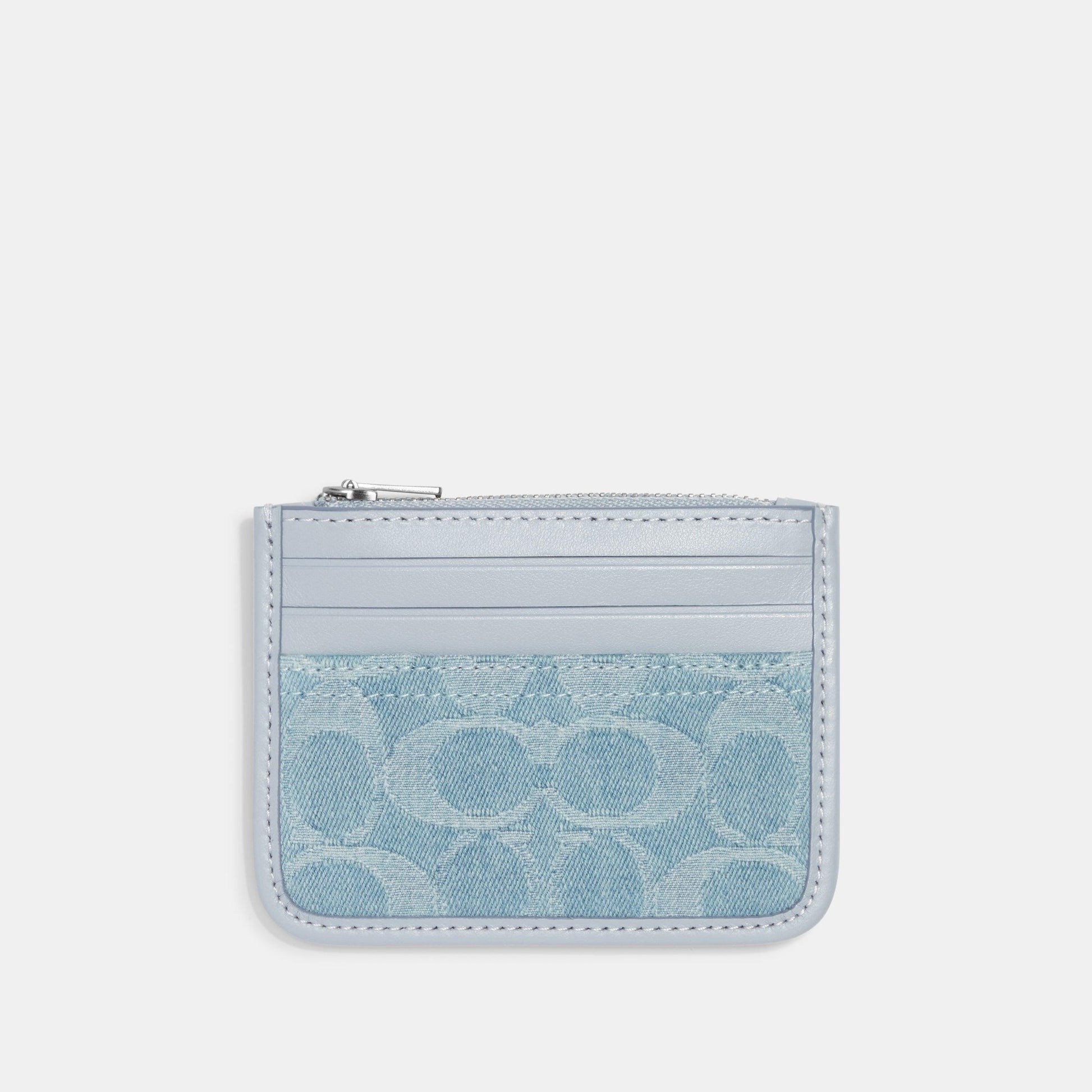 Zip Card Case In Signature Denim-CK503-Lh/Pale Blue