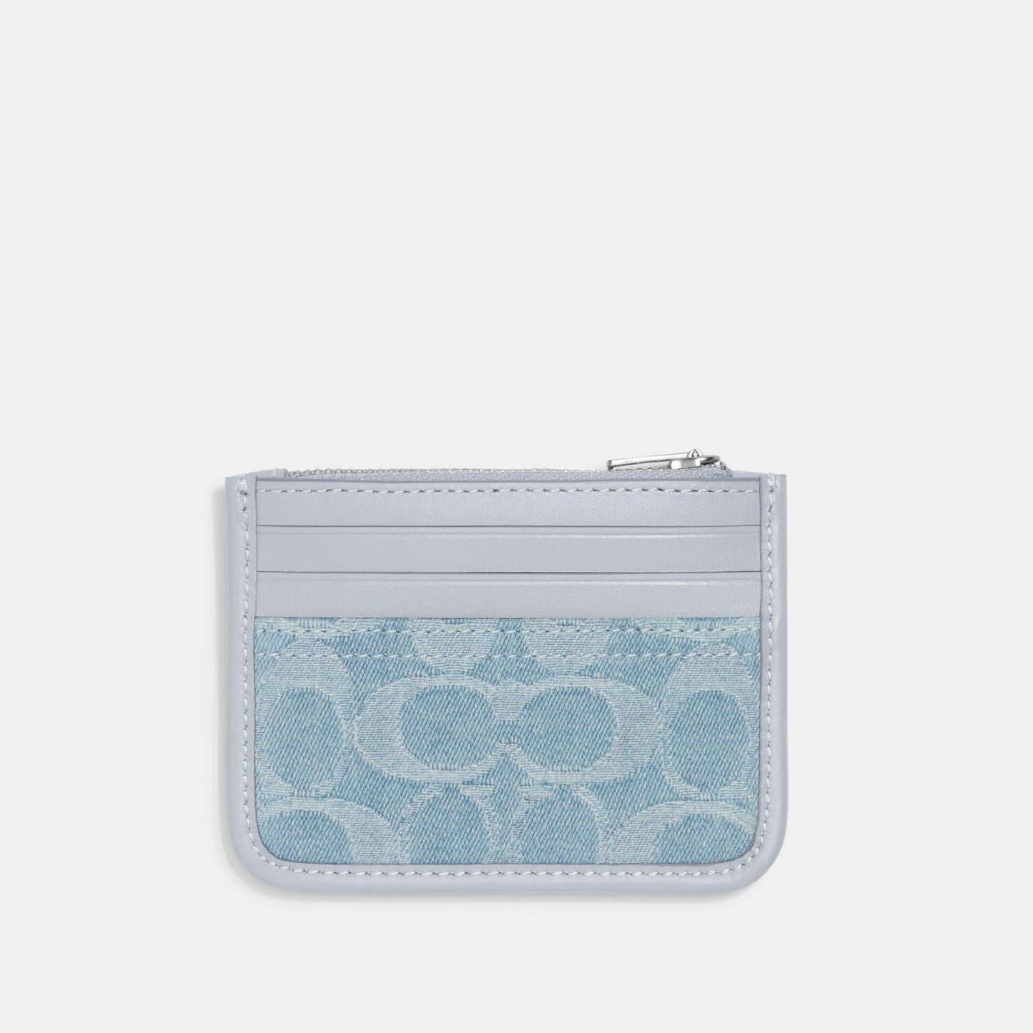 Zip Card Case In Signature Denim-CK503-Lh/Pale Blue