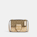 CL429-Morgan Square Crossbody In Blocked Signature Canvas-IM/Light Khaki Multi