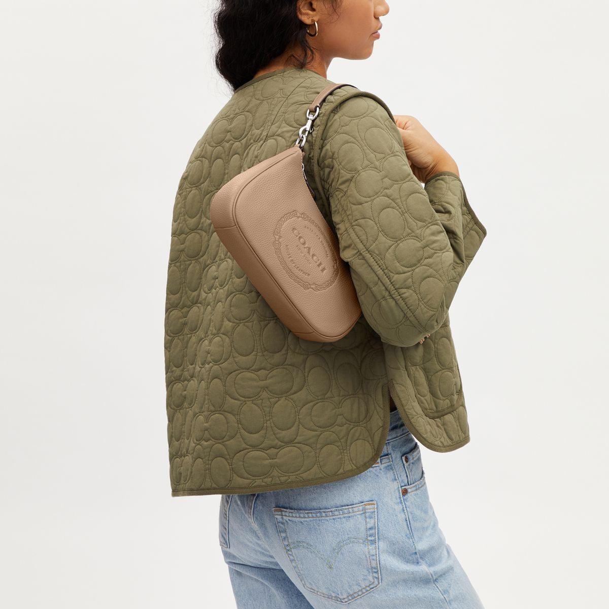CM084-Teri Shoulder Bag With Coach Heritage-Sv/Taupe