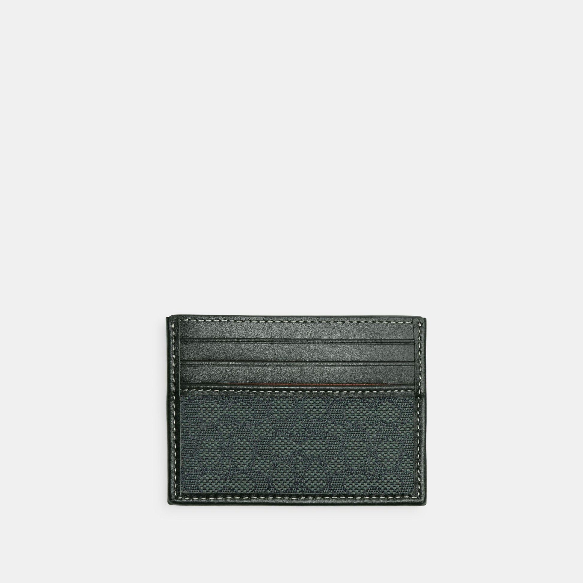 CM381-Card Case In Micro Signature Jacquard-Amazon Green