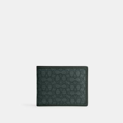 CM400-Slim Billfold Wallet In Micro Signature Jacquard-Amazon Green