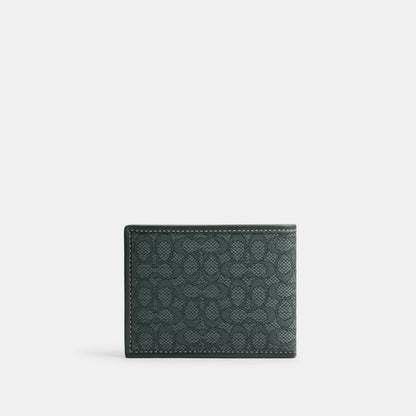 CM400-Slim Billfold Wallet In Micro Signature Jacquard-Amazon Green
