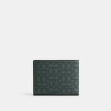 CM400-Slim Billfold Wallet In Micro Signature Jacquard-Amazon Green