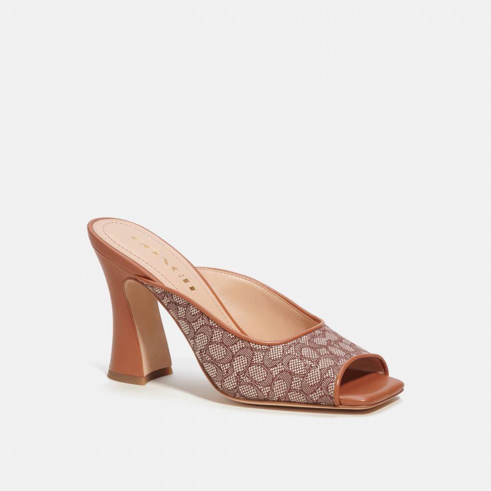 CN154-Laurence Sandal In Micro Signature Jacquard-Cocoa/Burnished Amber