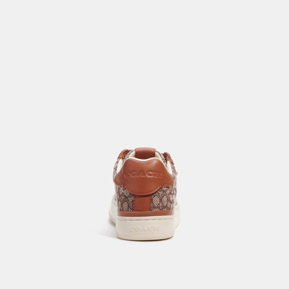 CN171-Lowline Low Top Sneaker In Micro Signature Jacquard-Cocoa/Burnished Amber