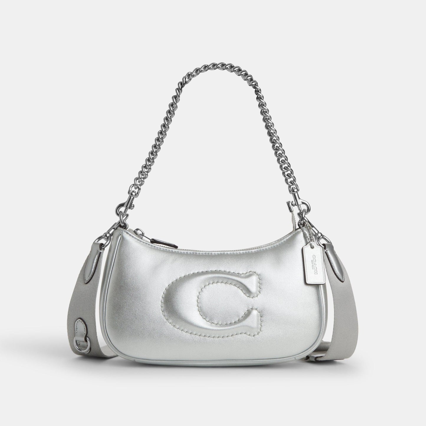 CN435-Teri Shoulder Bag With Signature Quilting-SV/METALLIC SILVER