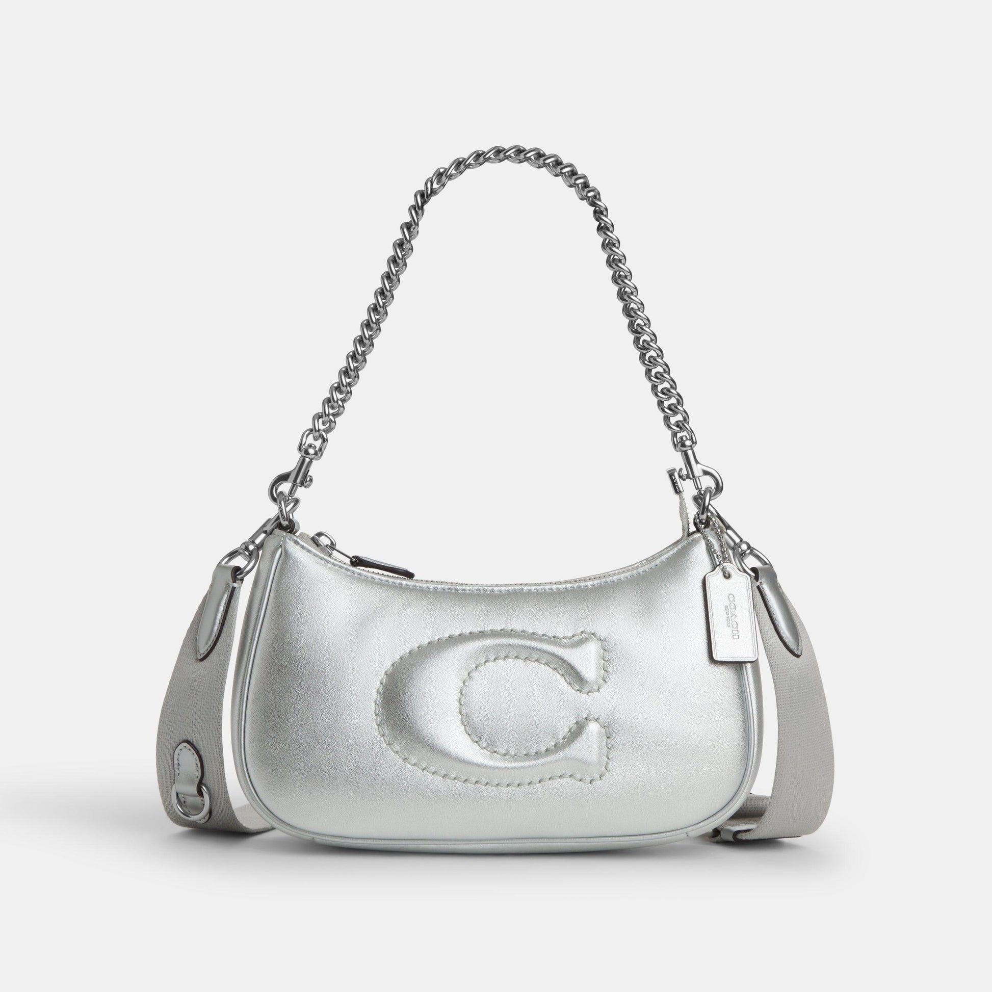 CN435-Teri Shoulder Bag With Signature Quilting-SV/METALLIC SILVER