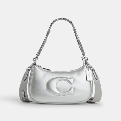 CN435-Teri Shoulder Bag With Signature Quilting-SV/METALLIC SILVER