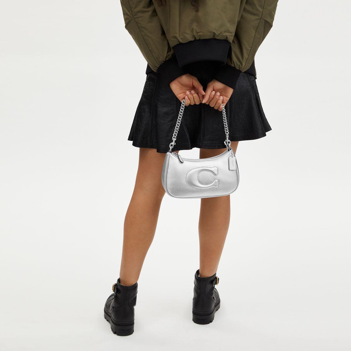 CN435-Teri Shoulder Bag With Signature Quilting-SV/METALLIC SILVER
