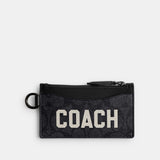 Zip Card Case In Signature Canvas With Coach Graphic-CP274-Charcoal Multi